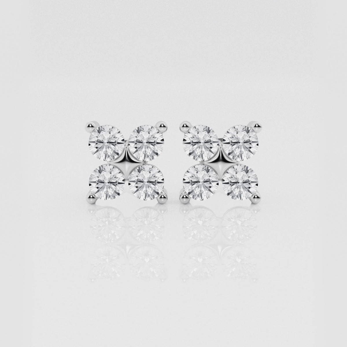 Natural Diamond | 1 1/2 ctw Round Four Dots Stud Earrings